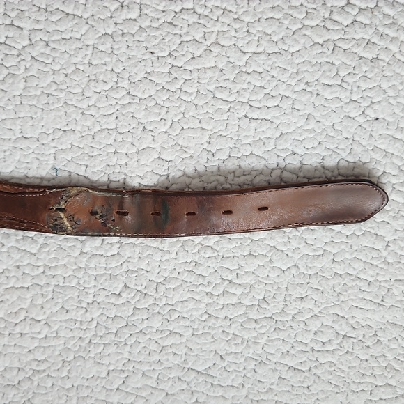 Western Vintage Geuine Tooled Leather Aztec Print Distressed Destroyed Belt - Picture 4 of 10